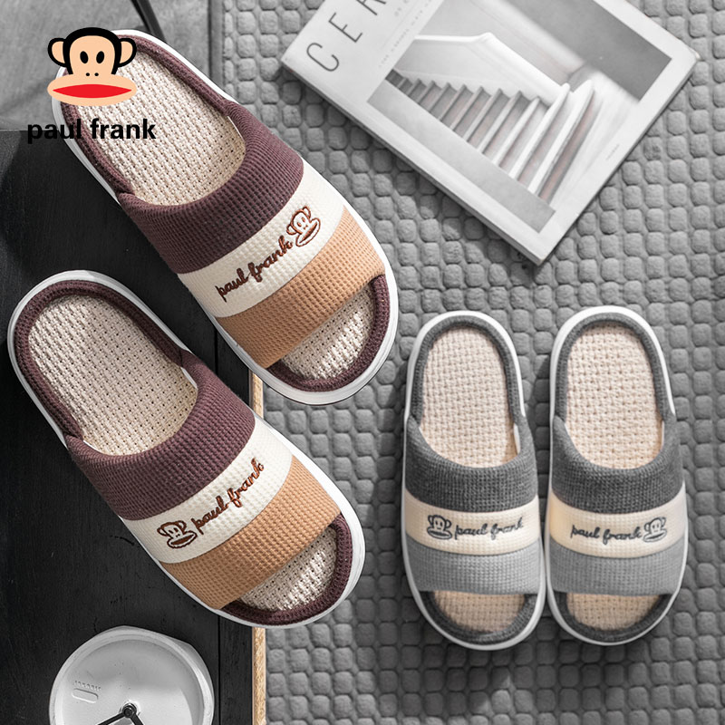 大嘴猴拖鞋男棉麻居家用室内软底防滑厚底拖鞋情侣春秋夏四季麻拖