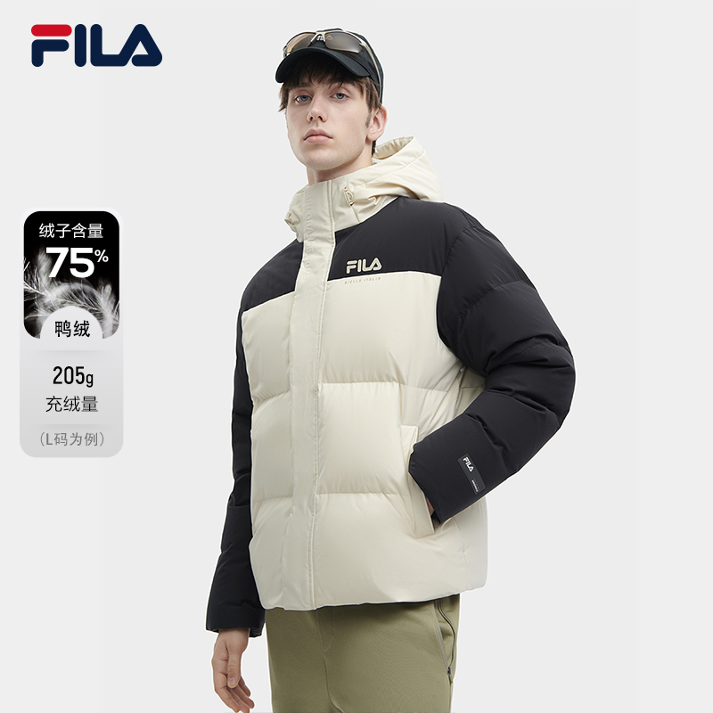 斐乐FILA男装【保暖时尚+休闲潮流】冬季新款连帽羽绒服F11M349903F