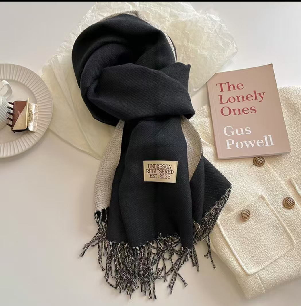 围巾女冬季2024新款百搭双面双色围巾披肩两用