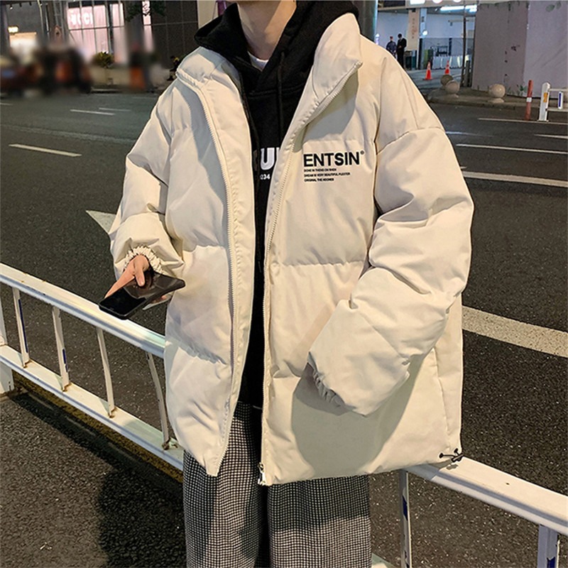 港风冬季新款潮流字母时尚百搭宽松保暖立领棉衣