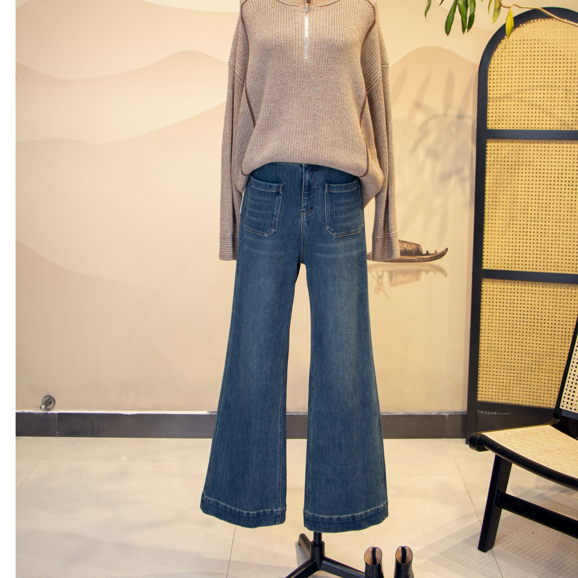 双十二加绒牛仔裤显瘦高腰时尚休闲百搭复古宽松秋冬季潮流直筒