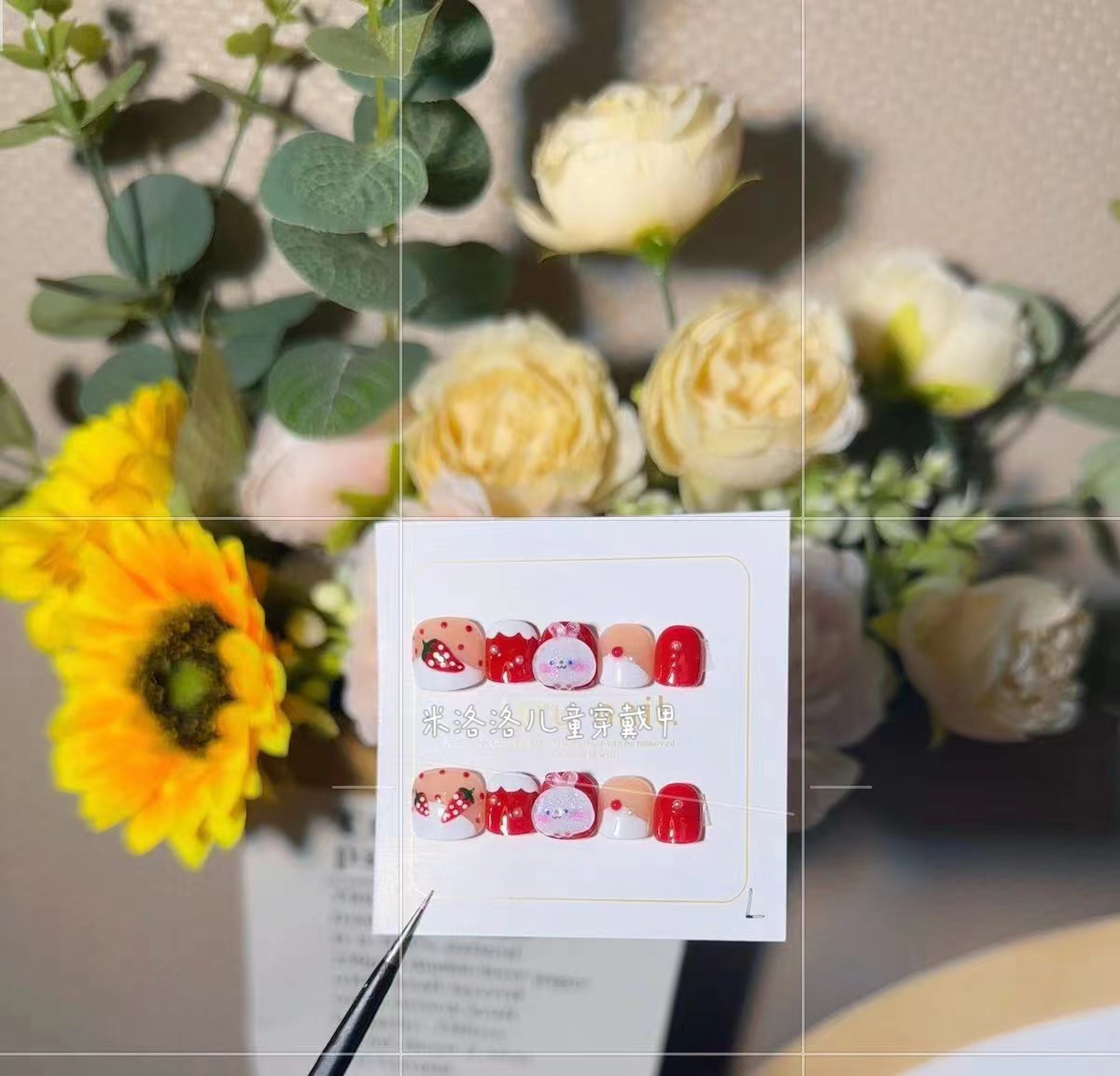 【大脸兔美甲片】儿.童喜庆新年款小朋友纯手工可爱美甲穿戴甲片