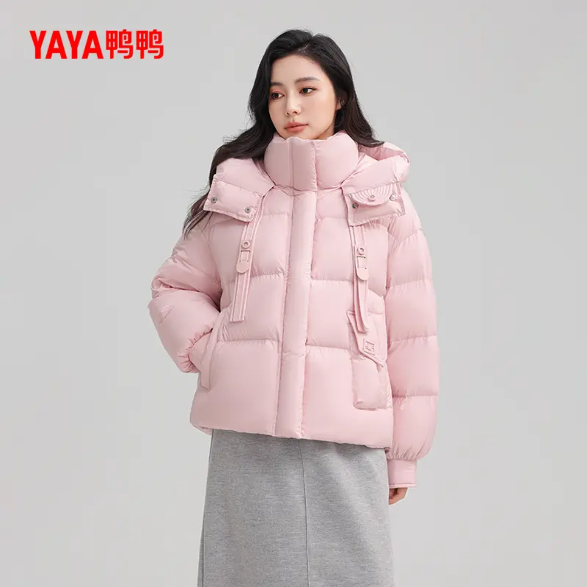 YAYA/鸭鸭短款时尚保暖冬季休闲连帽宽松加厚YE4B619641A