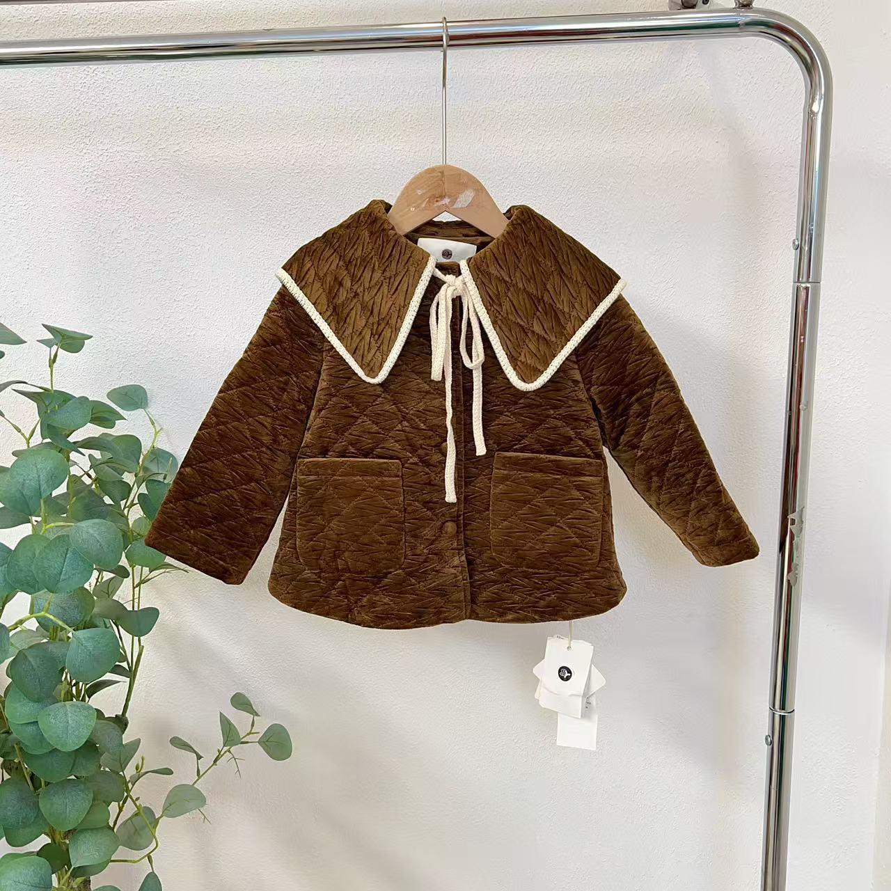 4973森咖色丝绒外套