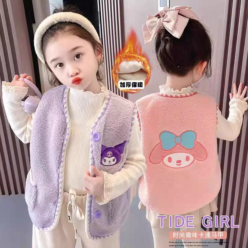 女童马甲秋冬季2025新款网红女宝宝洋气外穿马夹儿童冬装保暖背心