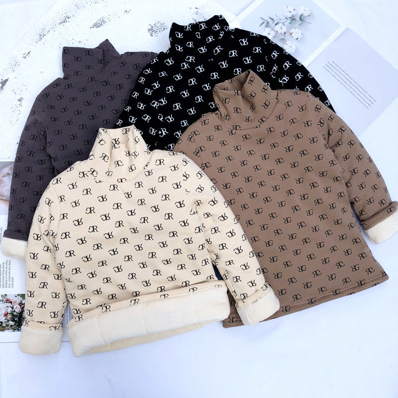 夹棉打底衫三层加厚儿童套头保暖衣中大男女儿童加绒冬季校服内搭