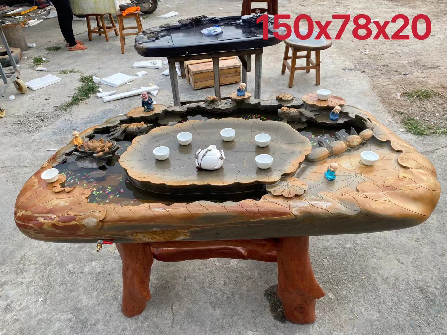 肇庆端砚复古茶盘天然原石一体工夫茶台客厅茶桌摆件茶海茶几茶海