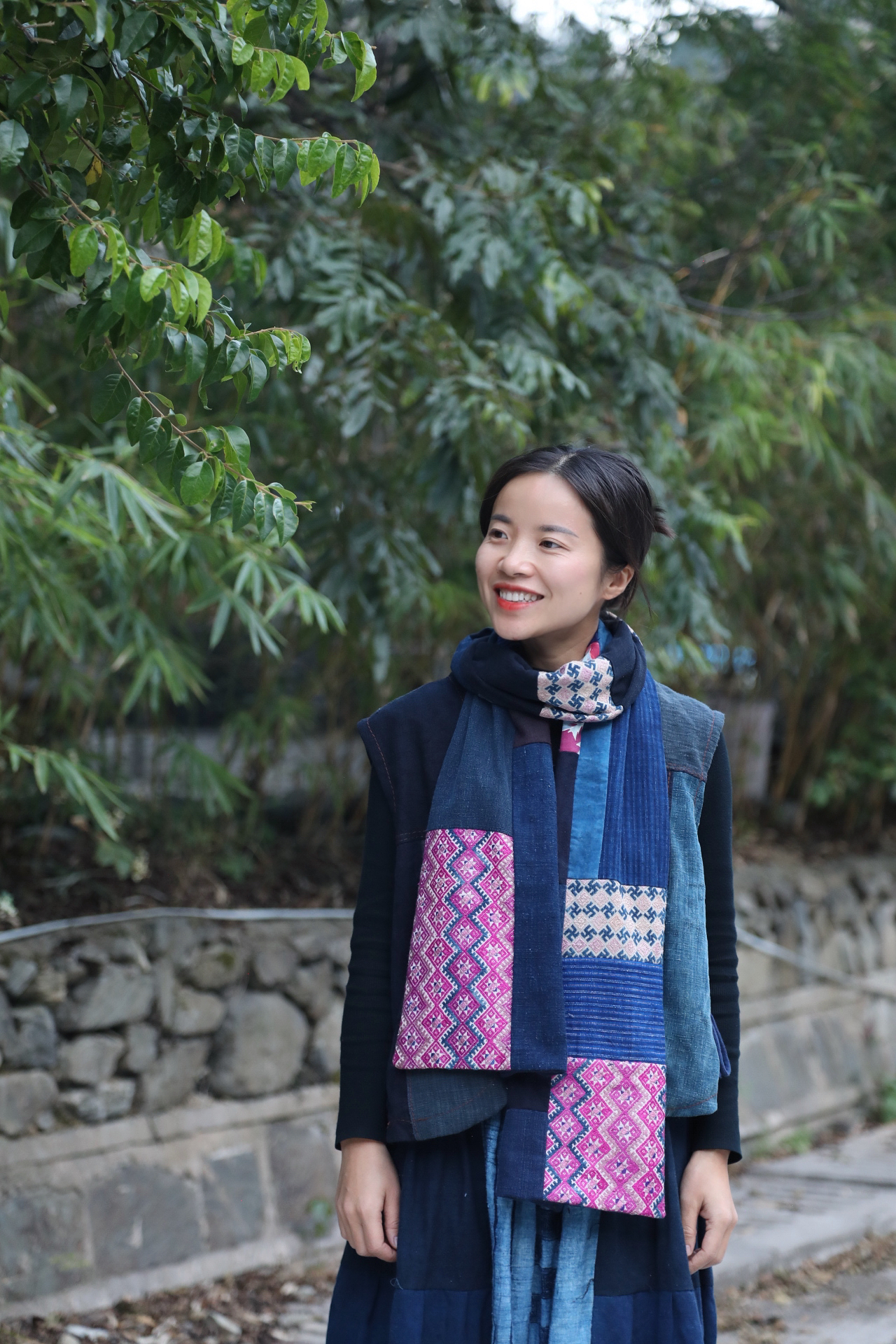 织锦丝线土布拼布披肩围巾