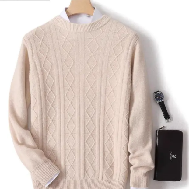 100%羊绒新款男士纯山衫加厚圆领打底衫内搭休闲宽松