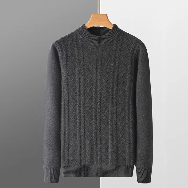 100%羊绒男士2024秋冬新款纯半高领打底衫加厚通勤长