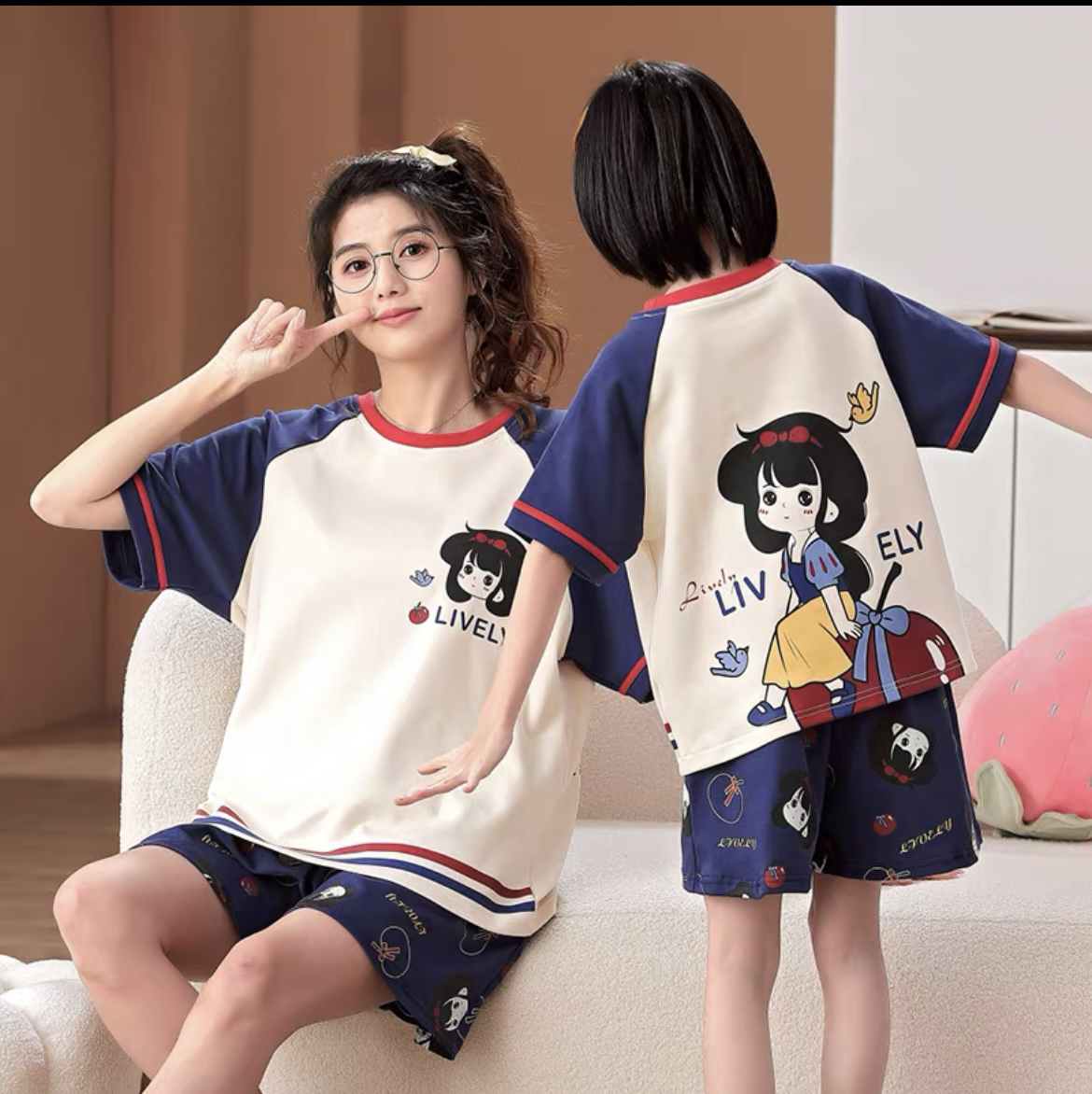 coelin7（按照编码下单）100棉亲子装家居服睡衣短袖短裤套装