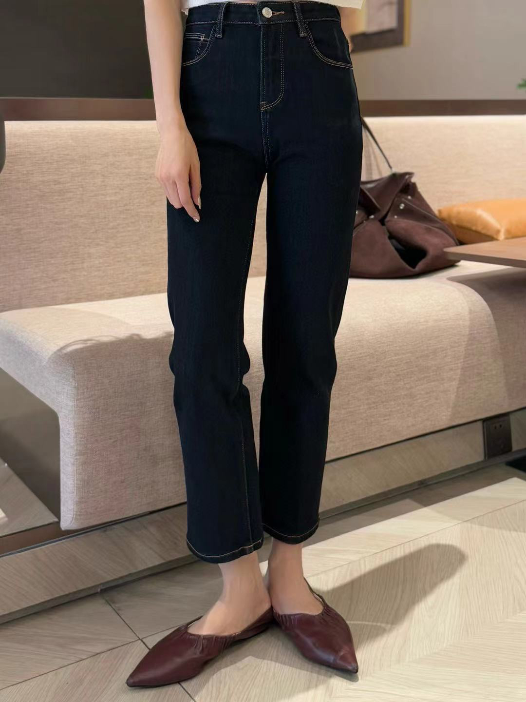 显瘦加绒加厚款牛仔长裤直筒高弹力