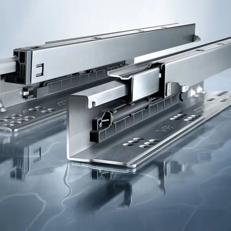 捍高M系列全拉出隐藏抽屉阻尼安装液压滑轨托底轨道18板托底轨道