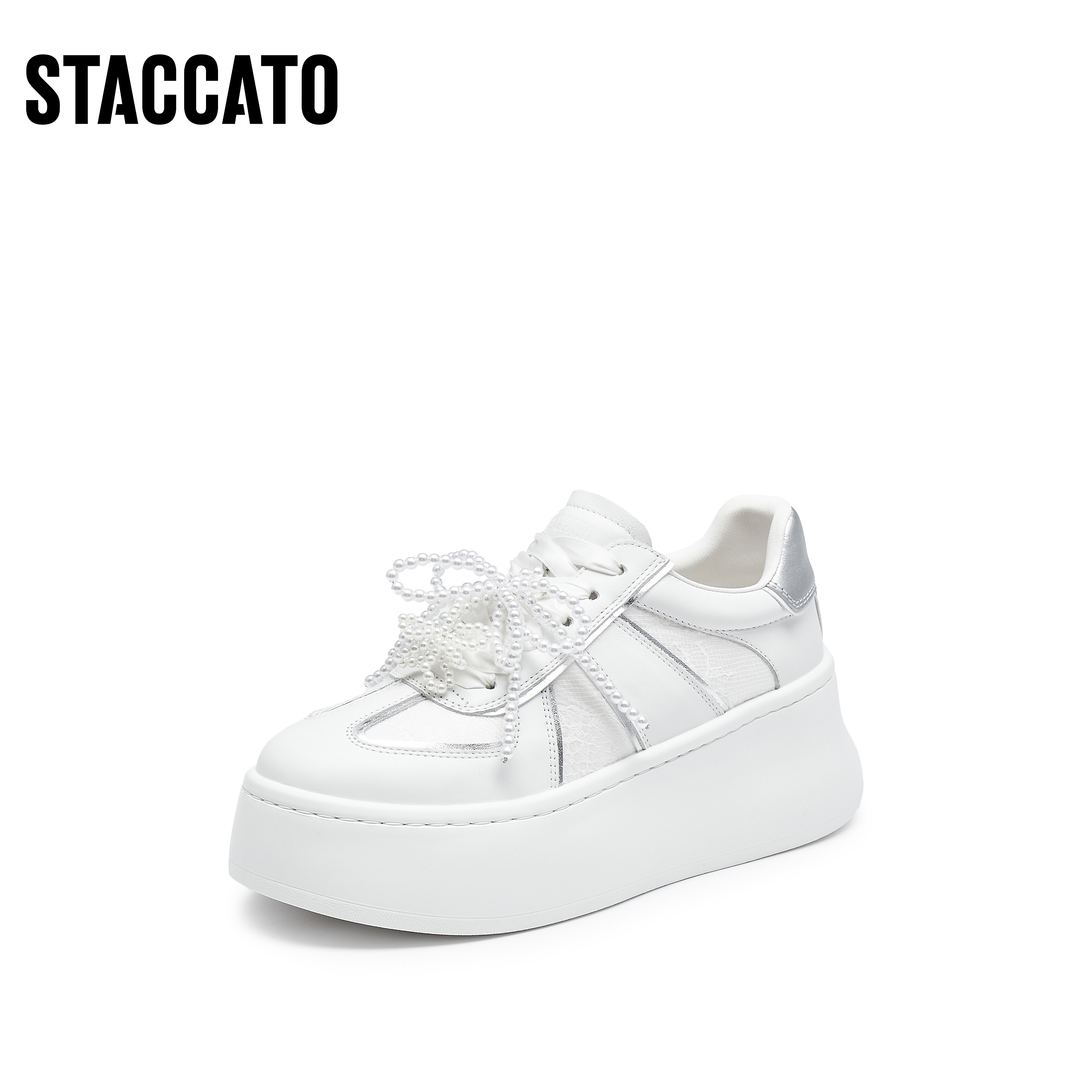 思加图新款甜酷休闲小白鞋百搭板鞋厚底运动休闲鞋女Y9350CM4