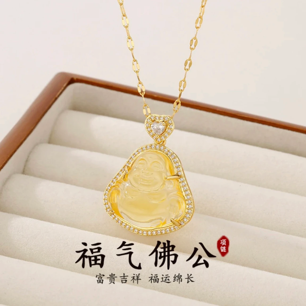 钛钢项链 新中式国潮佛公项链女款个性时尚高级感女生吊坠ins项链