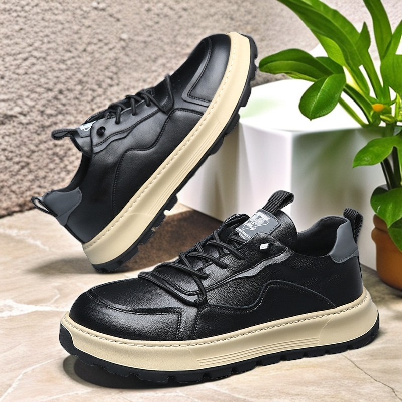 9119欧洲站真皮男鞋厚底透气休闲鞋男士秋季潮流小丑鞋新款小白鞋