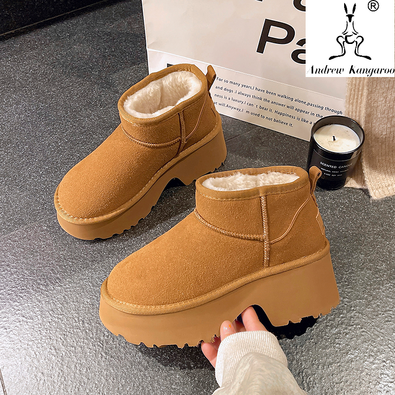 Andrew Kangaroo【乐乐】防水2025雪地靴加绒加厚厚底保暖棉鞋