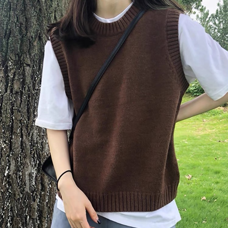 圆领针织衫马甲内搭背心上衣学院风马甲时尚春秋韩版百搭