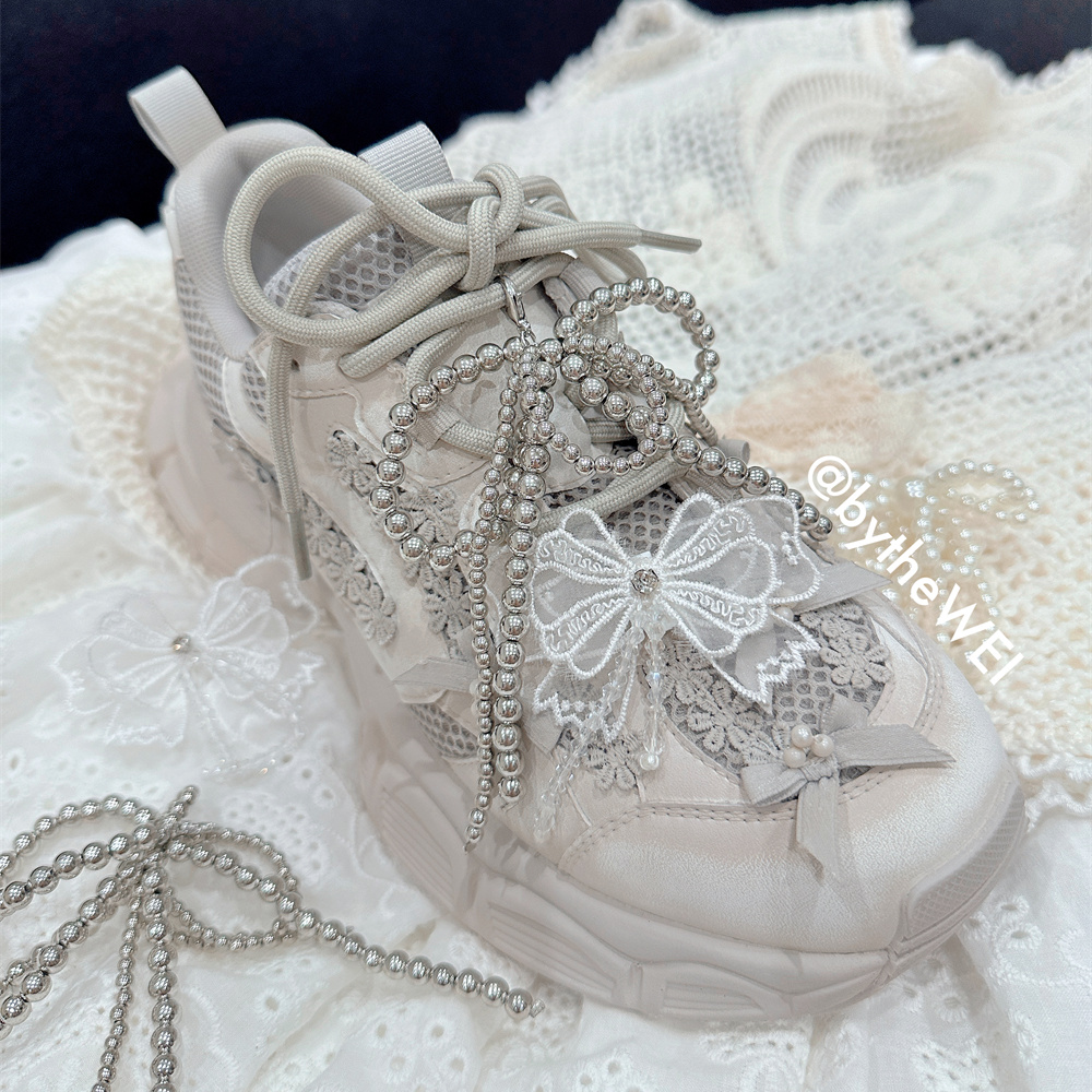 bytheWEI【爆改remake】欧货手工钩针蝴蝶结刺绣老爹鞋1106-01