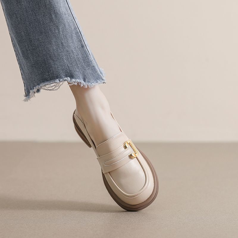 冬季冬款小皮鞋女2023春秋舒适厚底复古英伦风百搭