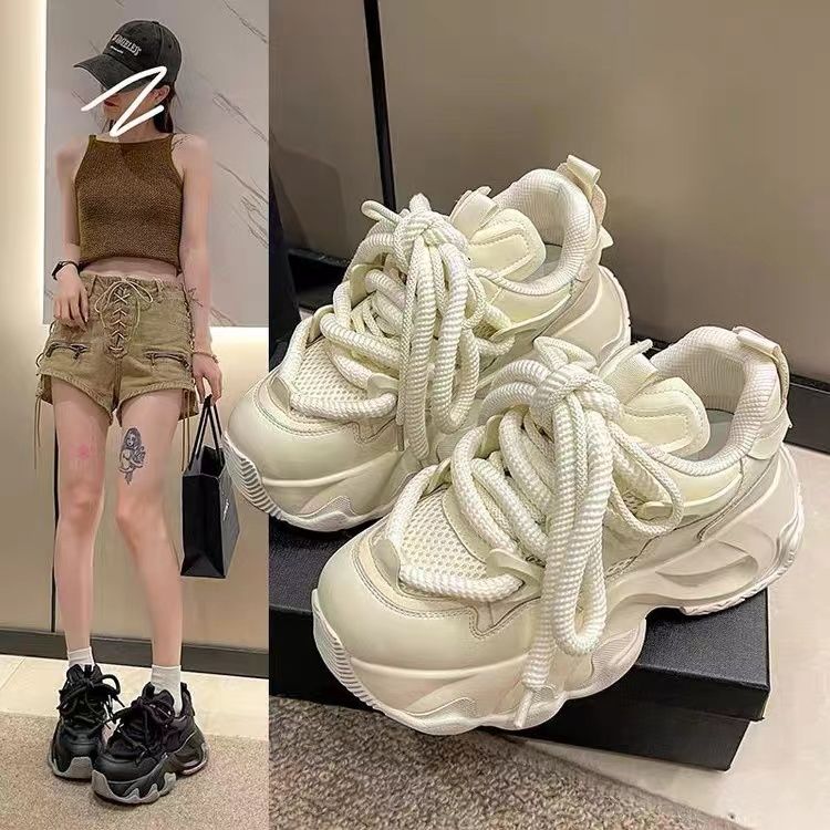 新品冬款老爹鞋女2023年秋季厚底松糕鞋增高运动鞋休闲鞋时