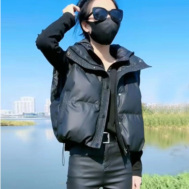 短款加厚网红秋冬百搭韩版马甲马夹厚款宽松潮流立领街头冬季