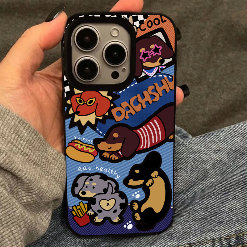 奥菲顿复古牛仔腊肠狗适用iPhone15果冻手机壳华为vivo小米oppo套