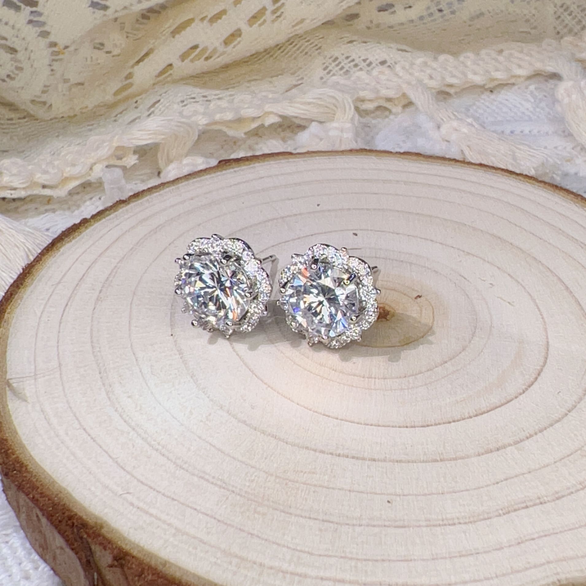 非金属合成锆石耳饰 A001直播间选款链接图片不卖百搭耳钉