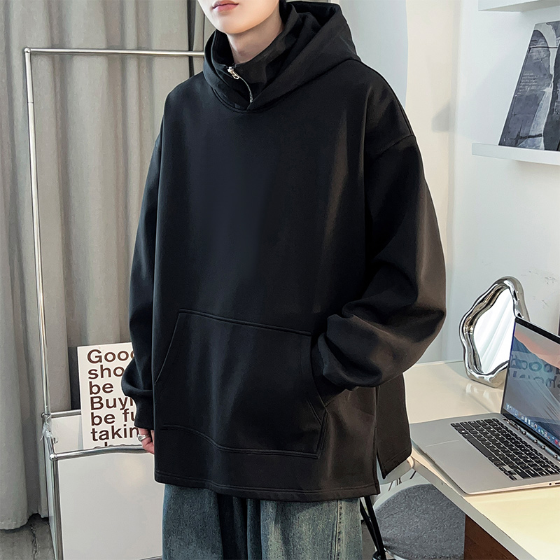 秋冬重磅连帽双层领口卫衣美式高街男潮流ins百搭宽松复古纯色