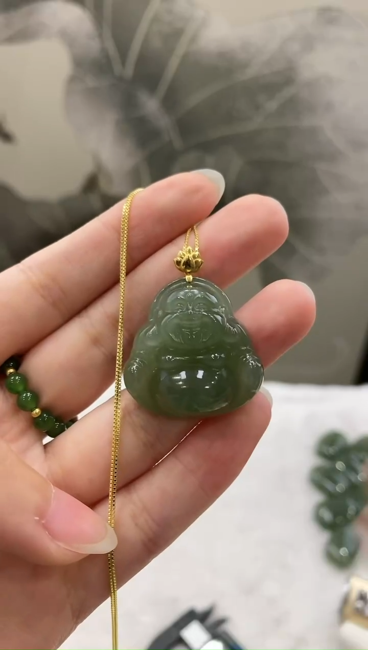 【闪购商品】和田玉吊坠(赠链)18K金镶嵌dd