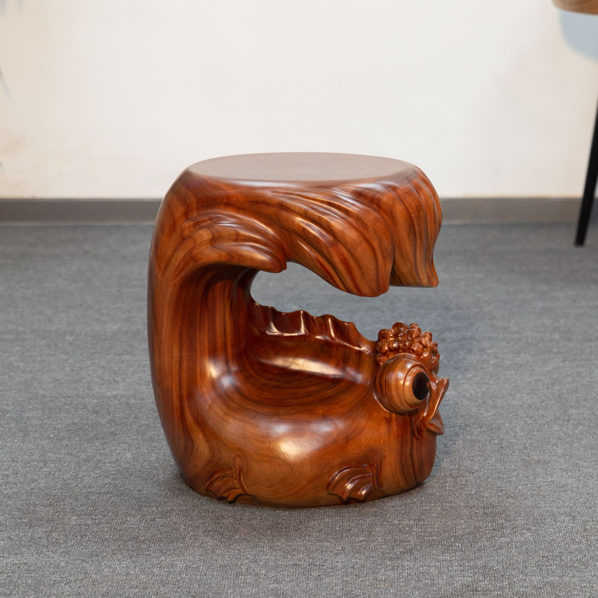 森活林《福寿鱼》原创实木凳子底座手工时尚客厅家用百搭玄关换鞋凳