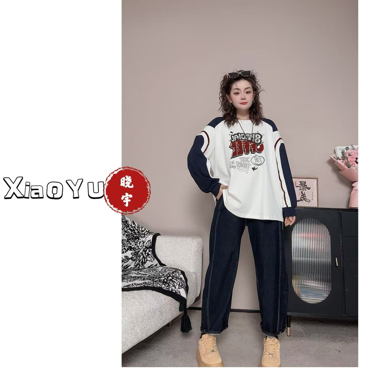 【NO退换】瑕疵品 欧货【必入！高级感涂鸦加厚磨毛长袖T恤】YYX 32921