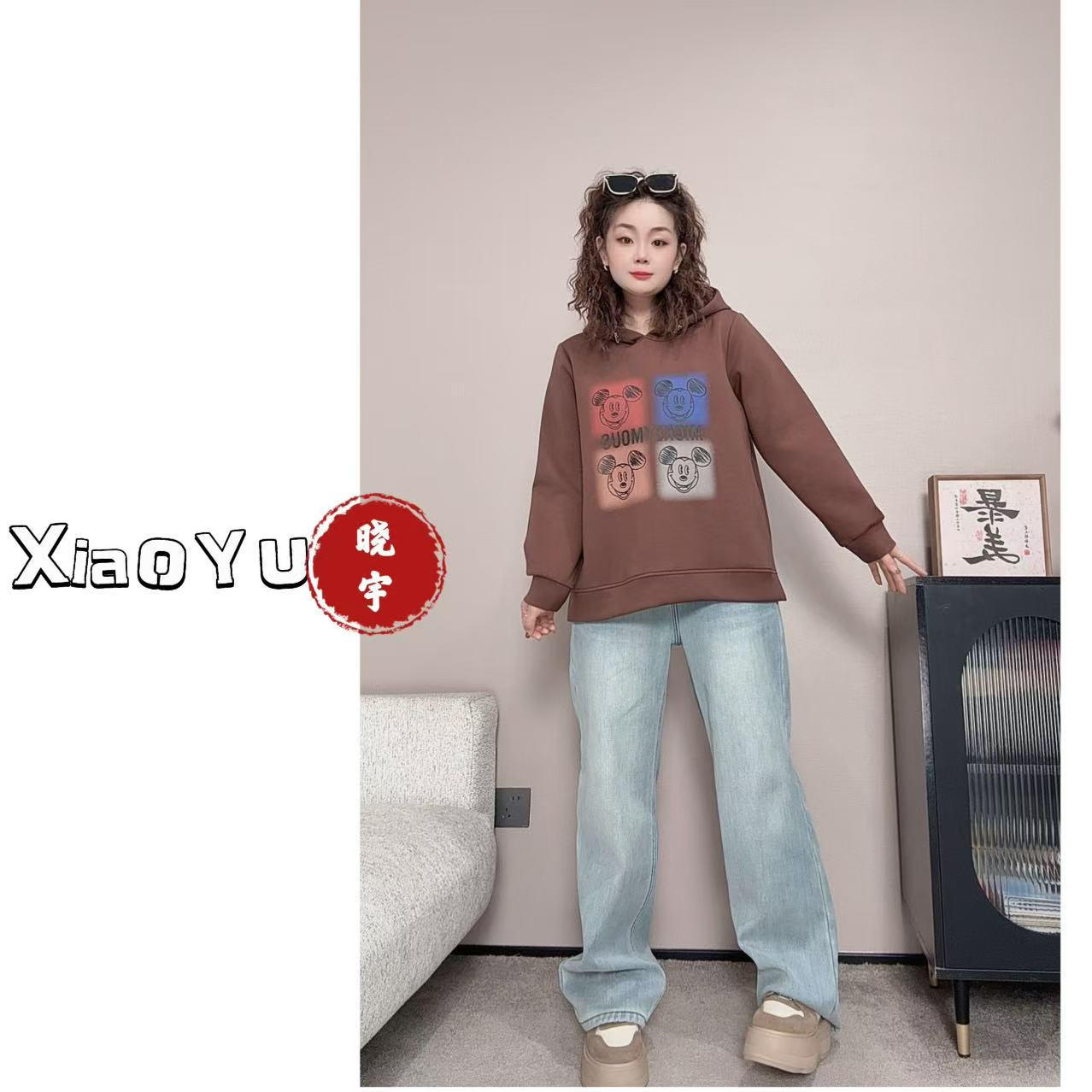 品牌 加绒【四宫格连帽米奇头卫衣】MLQ 925【No退换】瑕疵品