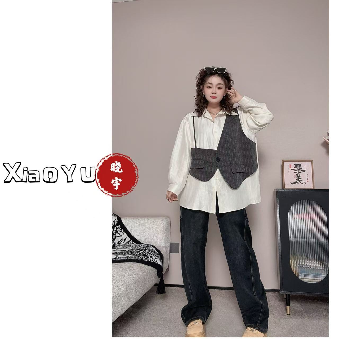 品牌【时髦假两件衬衫】PQD 246001【No退换】瑕疵品