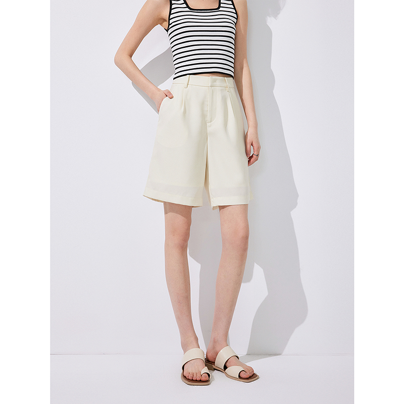 初棉高级感通勤薄款休闲短裤休闲裤小个子宽松352624006