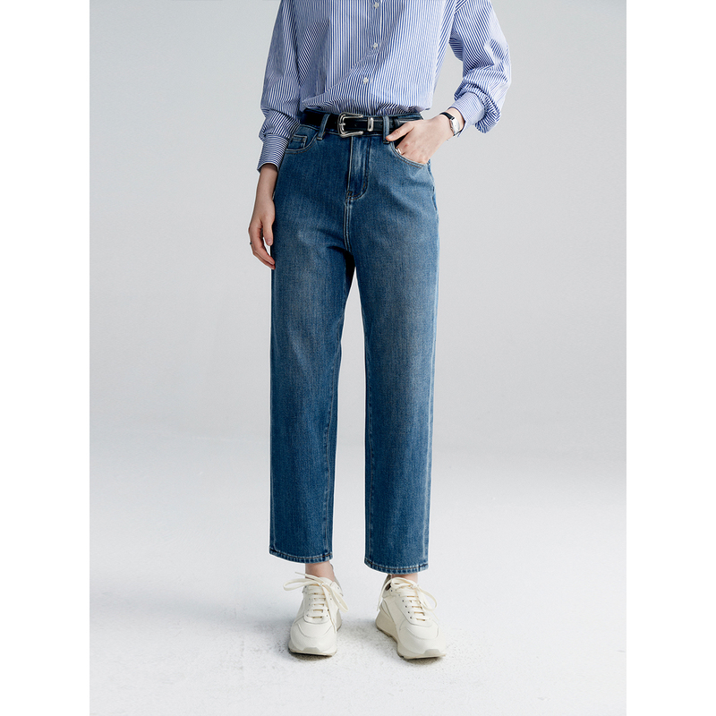 初棉三季可穿合体锥形裤牛仔裤346619016