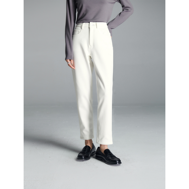 初棉【一条过冬】复合摇粒绒针织面料厚款锥形裤显瘦346618013