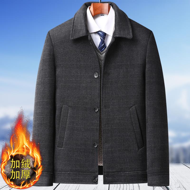 中老年呢子外套男加绒加厚爸爸休闲棉袄老年人爷爷棉衣男冬装套装