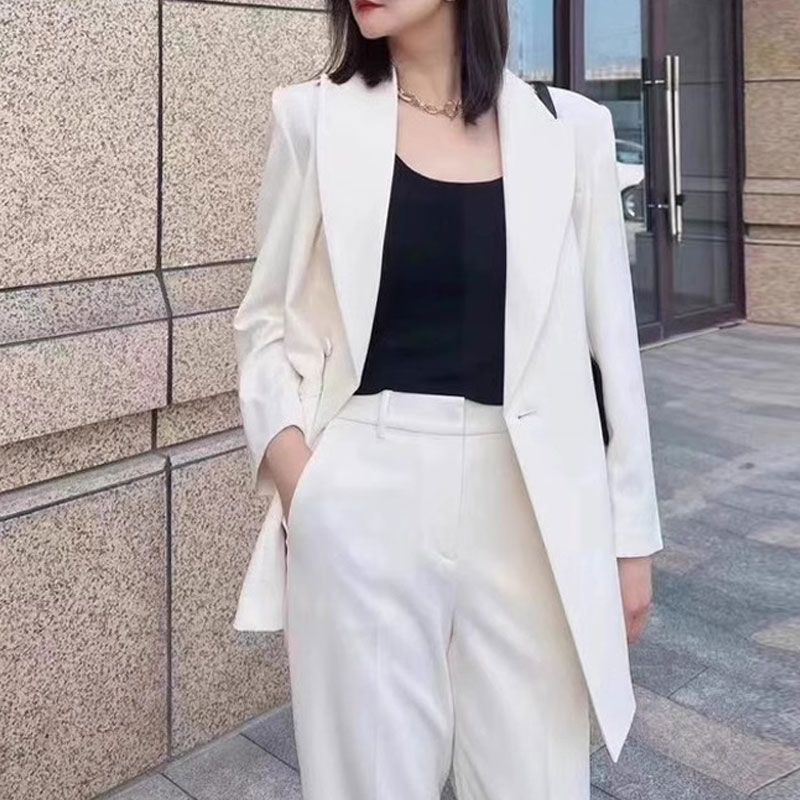 【商场同款】春秋时尚翻领收腰一粒扣长袖休闲西装外套袁衣都舍西