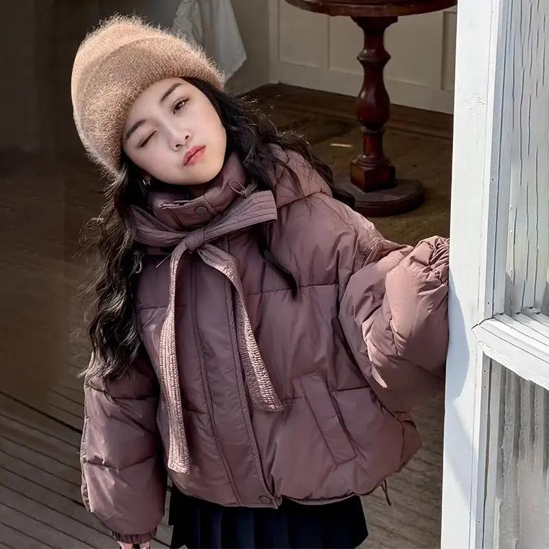 女童冬装棉服2023新款洋气小女孩中长款棉衣外套冬季儿童手塞棉袄