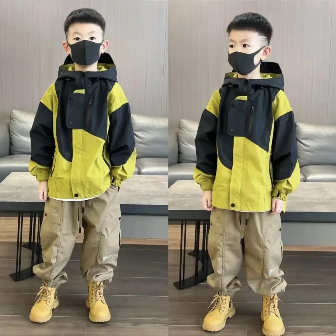 男童秋冬冲锋衣夹棉新款6-12岁连帽加厚外套儿童开衫防风衣潮童装