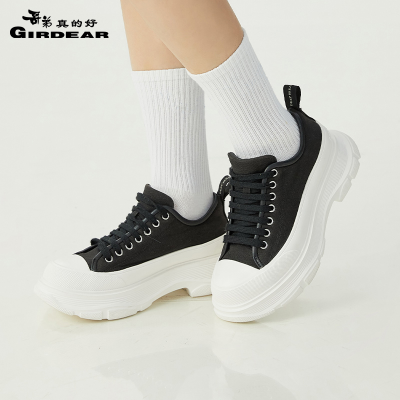 深呼吸品牌系带舒适爆款时尚厚底休闲鞋百搭透气帆布鞋ax12179