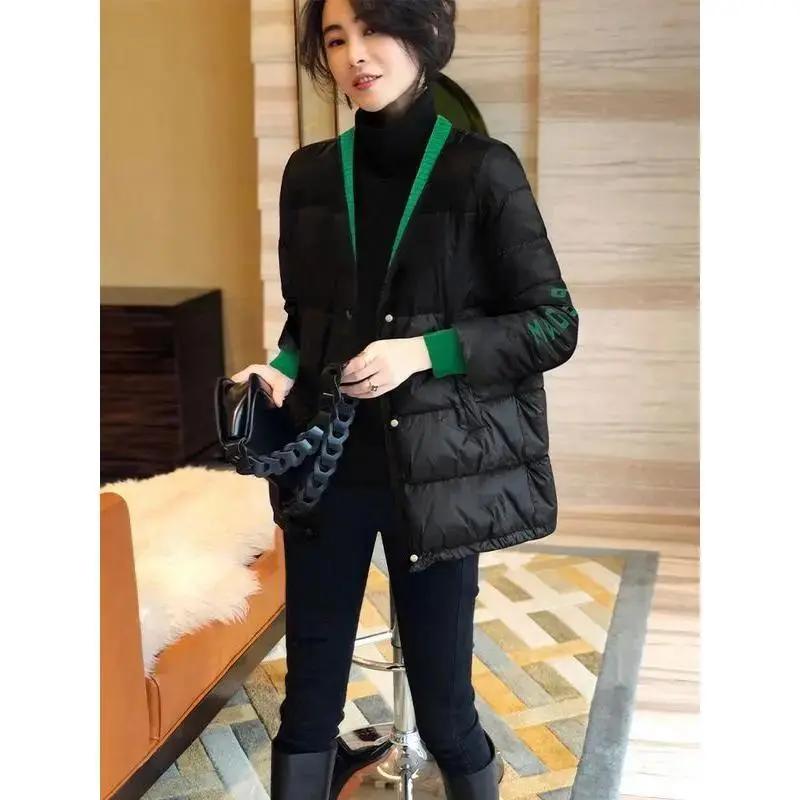 v领黑色轻薄羽绒服女短款小个子韩版显瘦外套冬季2023年新款欧货