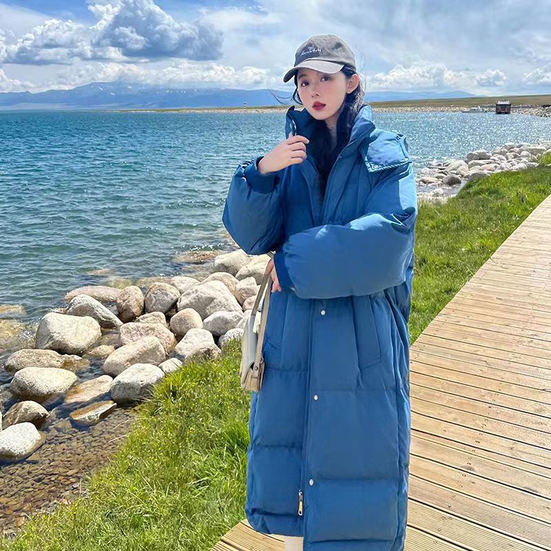 2023羽绒服冬季长款羽绒服面包服外套女韩版宽松过膝休闲保暖厚