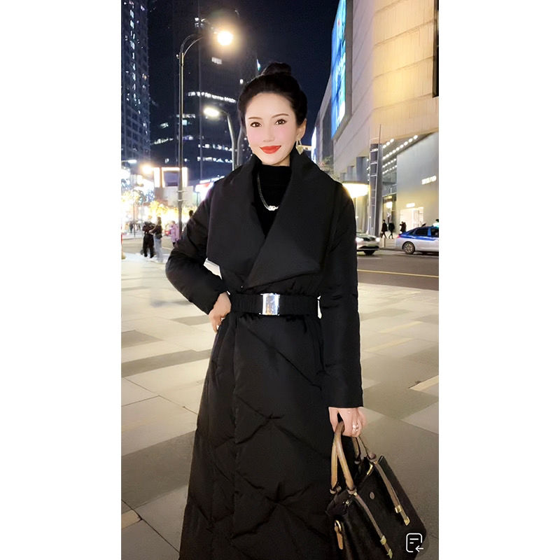 2023长款羽绒服女款2023年新款冬季韩版女士设计感白鸭绒加厚保