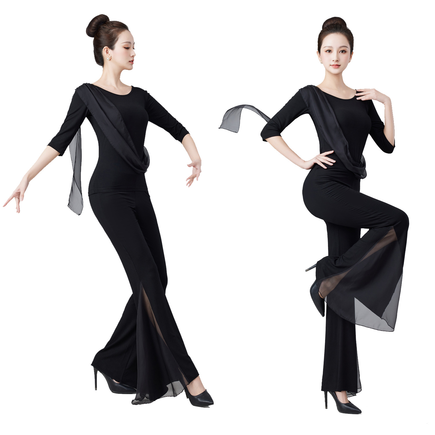 显瘦形体服舞蹈服走秀模特练功训练服莫代尔瑜伽带飘带多色可选