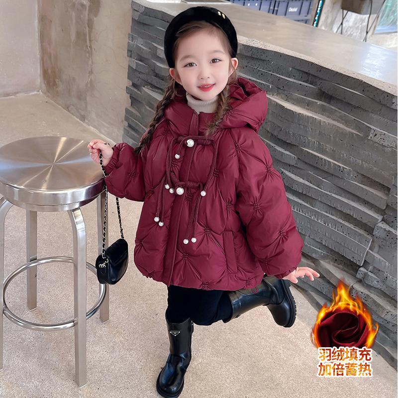 冬季新款时尚新品女童羽绒服冬装加厚新款洋气中小童连帽袄女孩保