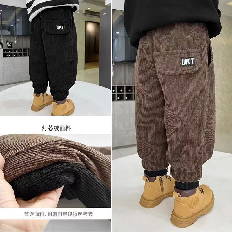 男童裤子儿童秋冬季加绒加厚保暖运动休闲裤宝宝一体绒灯芯绒棉裤