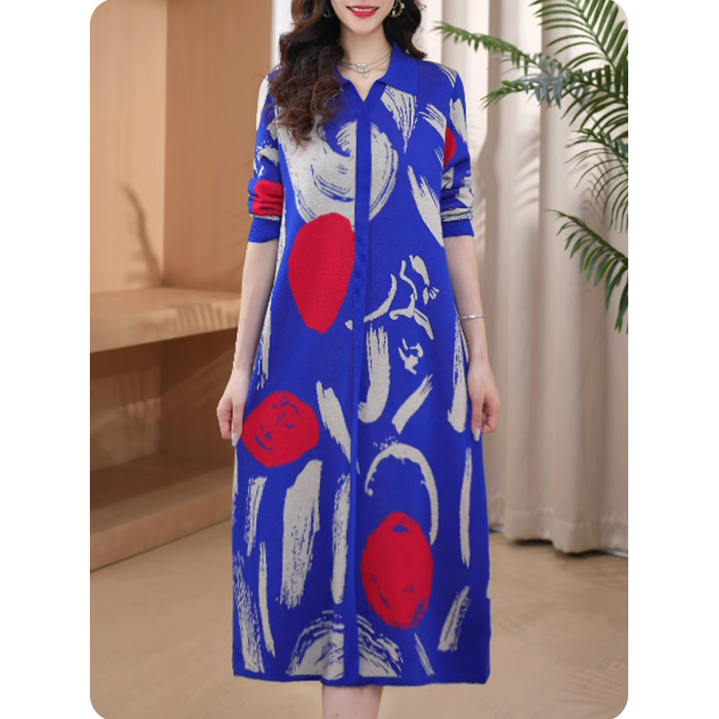 [TS]圆圈新品女士宽松连衣裙中长款休闲女装24L16055500-1