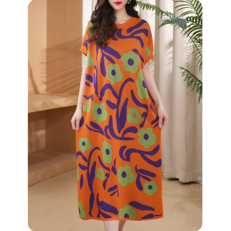 [TL2]花翠新品女士宽松连衣裙中长款休闲女装2L02255151